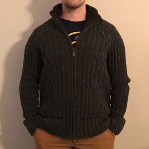 Wool zip-up sweater with fleece lining